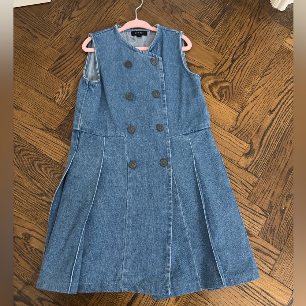 Bamboo denim military style dress 
Size 7
